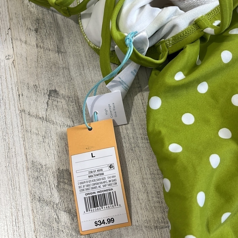 Kona Sol Green Polka Dot Swimsuit Size L. NWT - Picture 6 of 8